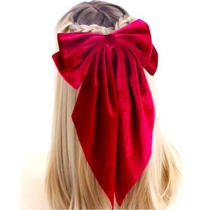 Large Velvet Bow Hair Clips - BURGUNDY